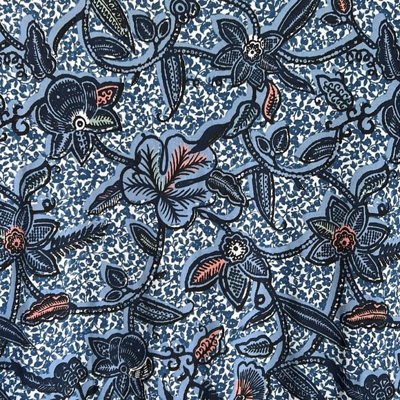 Tory Burch Floral Drawstring Cotton Dress Blue Haven - Picture 13 of 13